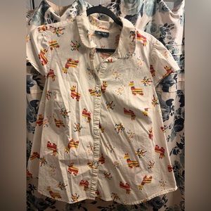 ModCloth Party Llama Button Ip Shirt